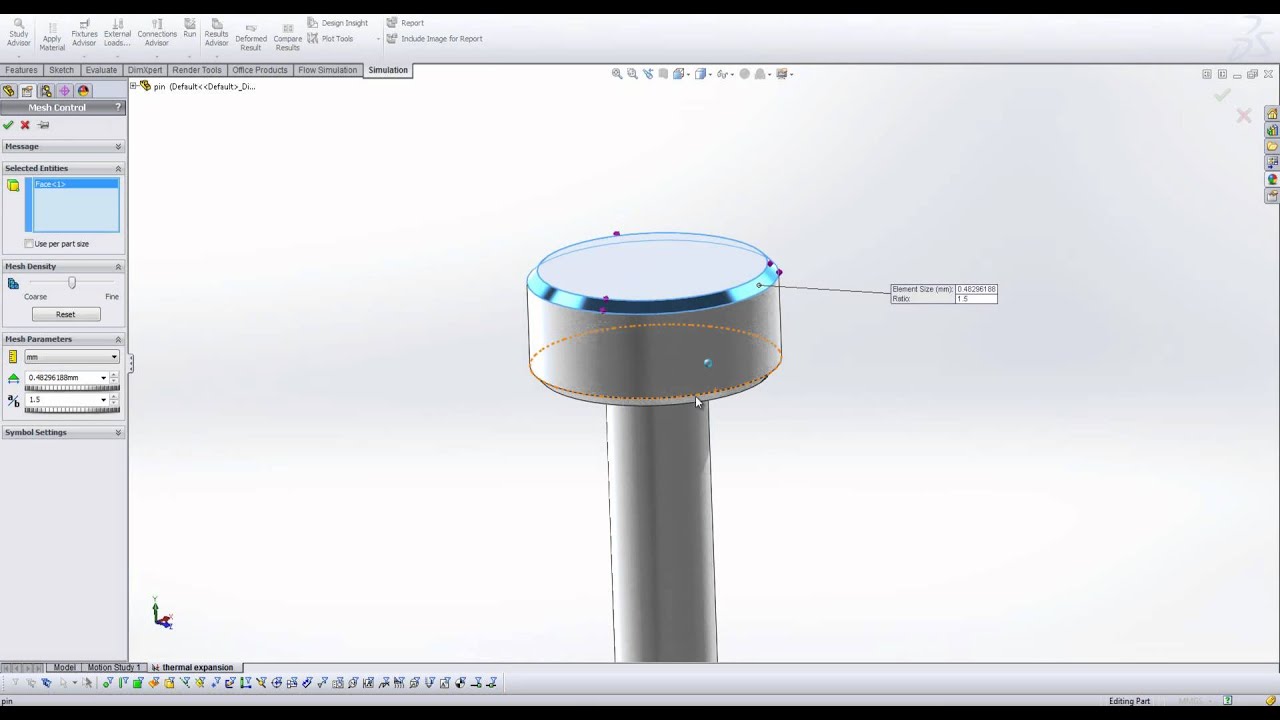 Тепловое расширение в SolidWorks Simulation
