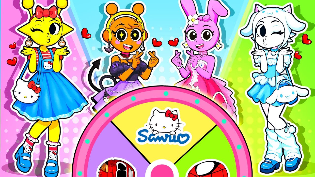 Sprunki Song: SANRIO GIRLS SPIN THE FASHION WHEEL WHO WILL WIN THE CUTEST LOOK | Paper DIY