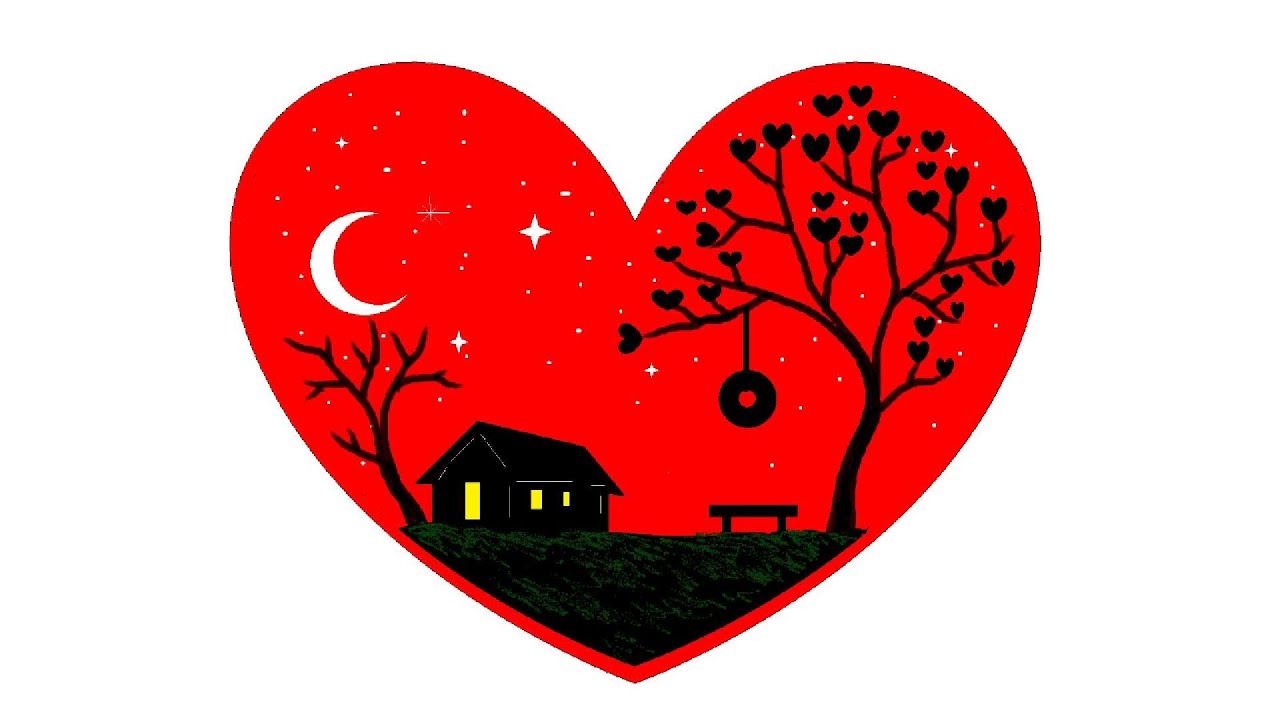 Draw moonlight drawing in Love || moonlight drawing || microsoft paint || ms paint
