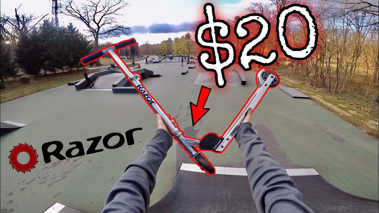 RIDING SKETCHIEST $20 RAZOR SCOOTER