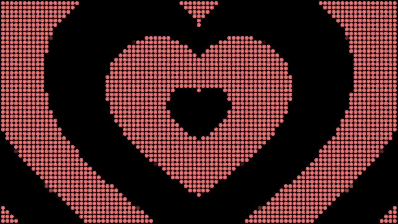 Background With Neon LEDs Made of Hearts. 4K 60fps Loop