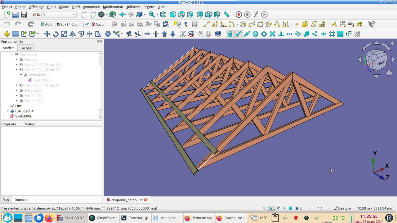 FreeCAD 0.21 débutants : créer une charpente modifiable