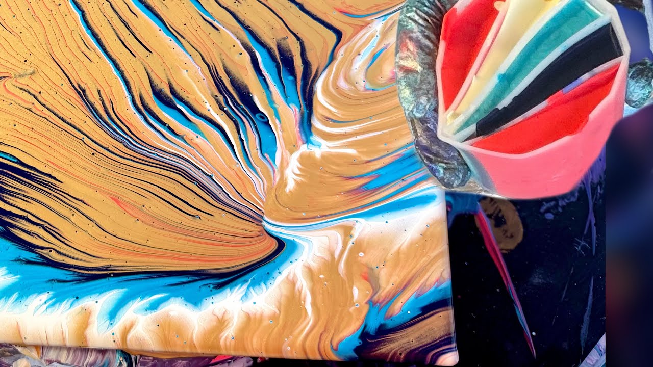 Rich GOLD  & BLUE Fluid Art 💖✨ | Easy Acrylic Pour for Beginners 🌊