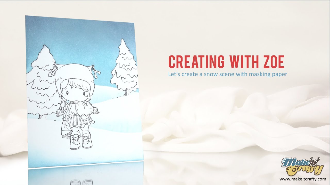 Masking a Rubber Stamp Winter Scene