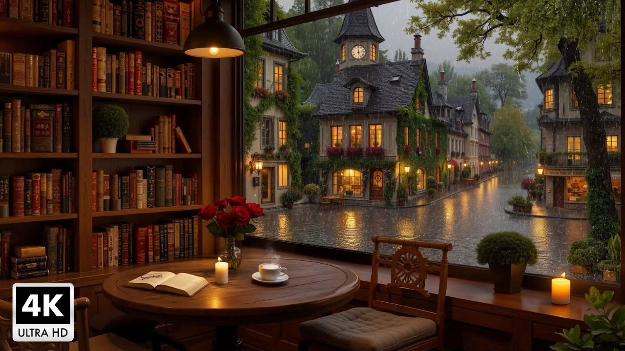 Relaxing Jazz Piano Music to Reduce Stress ~ A Beautiful Rainy Day Cafe Atmosphere for Work & Study