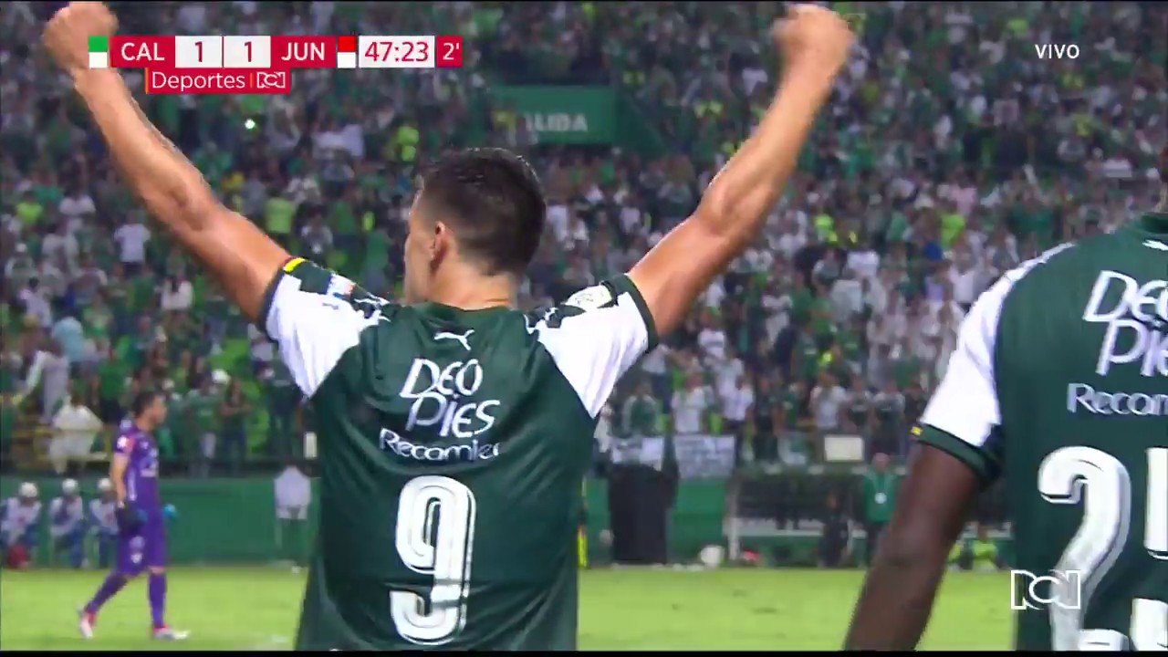 Juan Ignacio Dinenno anotó el empate parcial para Deportivo Cali ante Junior