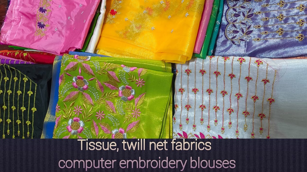 Tissue & Twill net, half pattu Computer embroidery Blouses, 6302356530