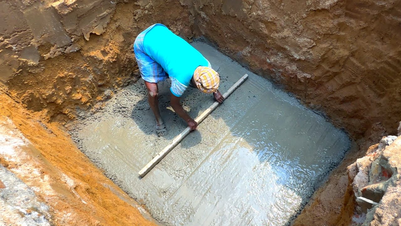 Underground Water Tank Construction-Construction of sump Plain Cement concrete-Using sand and cement
