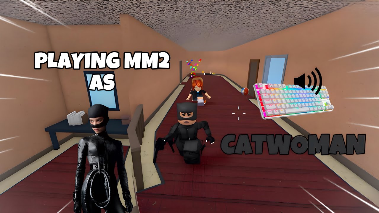 CATWOMAN DESTROYS TEAMERS IN MM2 + GAMEPLAY (KEYBOARD ASMR)