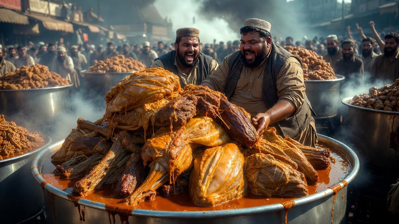 Boti tikka gigante, comida callejera pakistaní: carne, especias y ¡caos total! Te atreves a probarlo