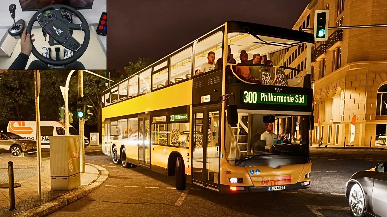 The Bus - Driving the MAN Double Decker Bus in Berlin | Steering Wheel Gameplay
