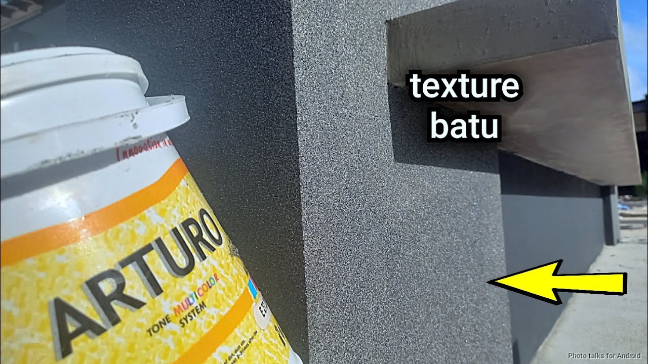 Ngecat tiang beton dengan cat tekstur batu alam ARTURO hasilnya memuaskan