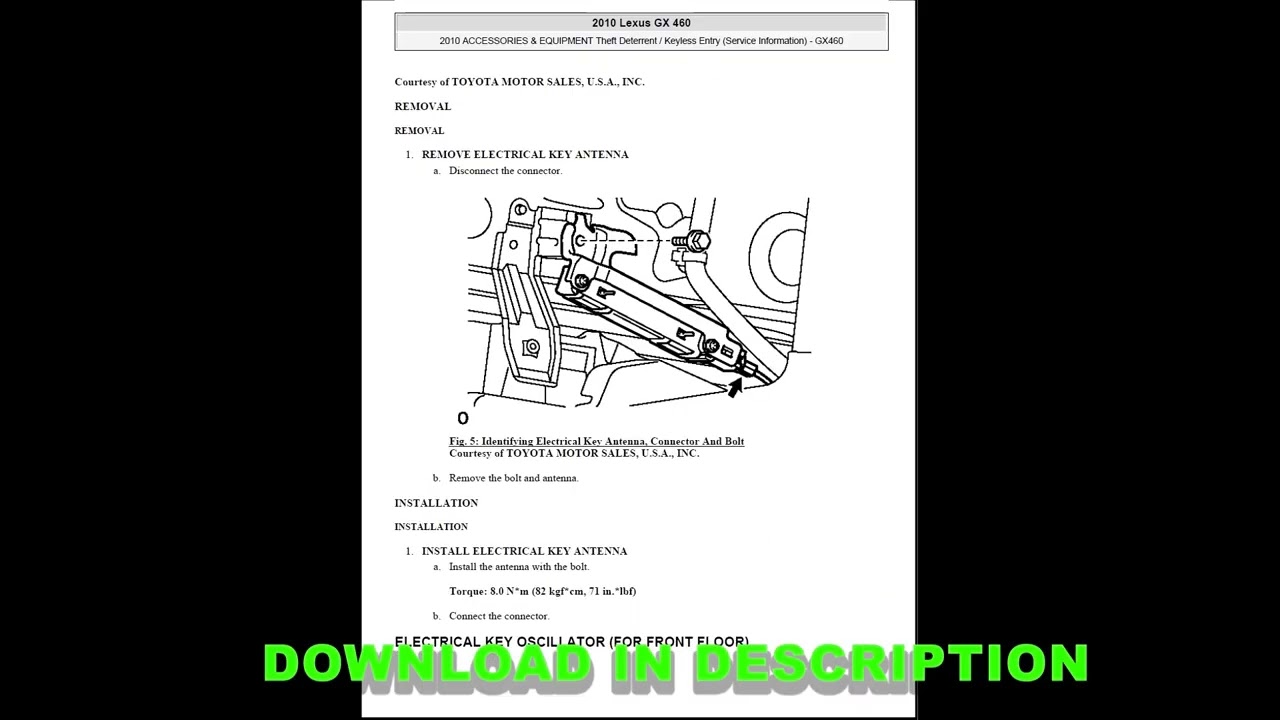 LEXUS GX460 2010 Workshop Manual PDF | English Full Repair & Diagnostic Manual