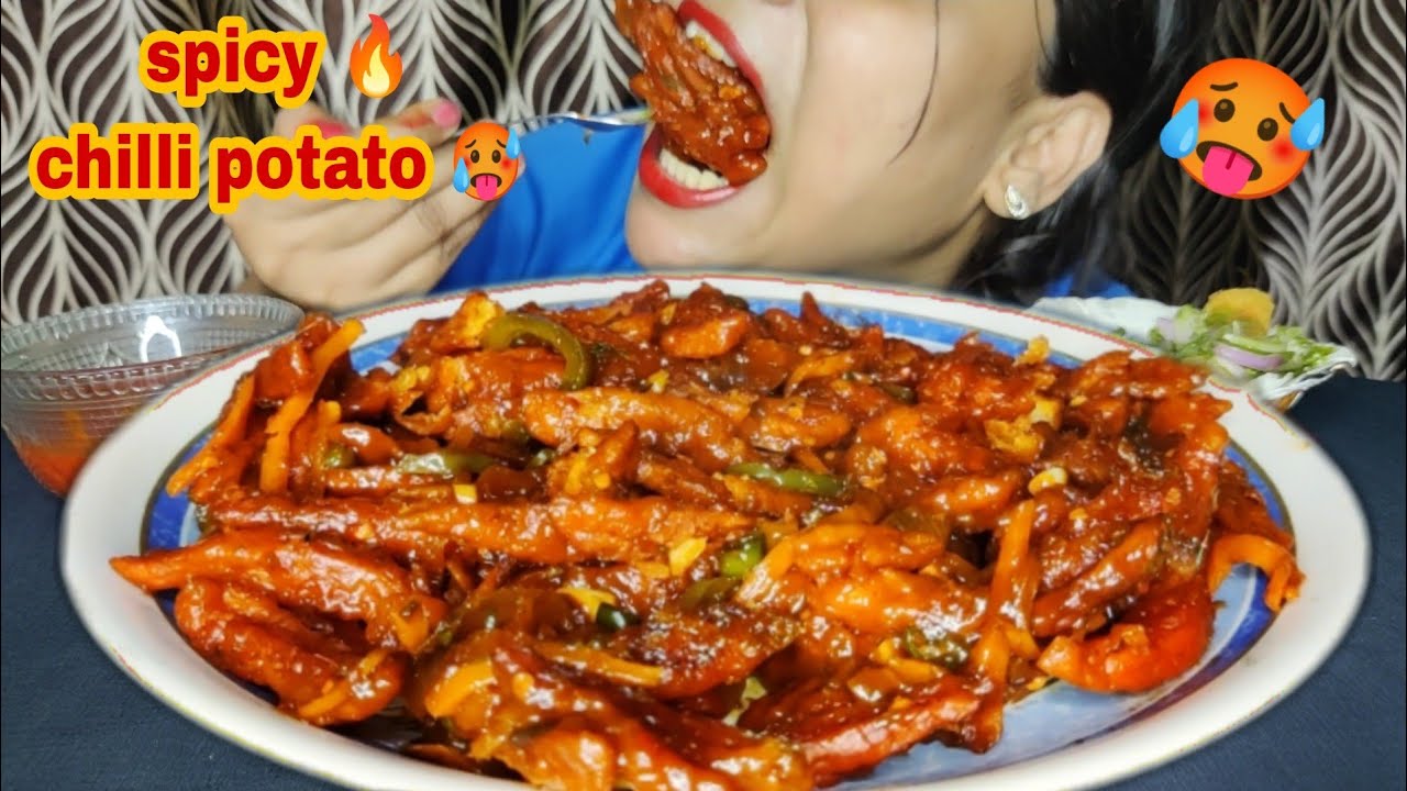 Eating Super Spicy Chilli Potato🤯🥵😱 and bhajiya || Eating show || eating ASMR || mukbang