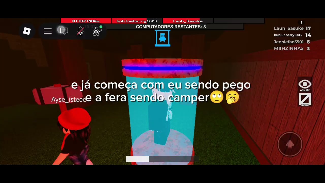 Tentando fugir da fera junto com a minha amiga! (fui congelado várias vezes💔) 