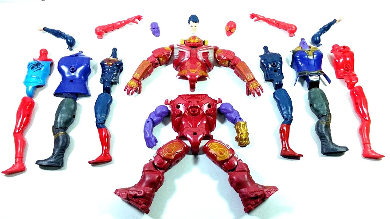 AVENGERS SUPERHERO TOYS HULK BUSTER VS SUPERMAN VS THANOS VS SPIDER-MAN GODHI...