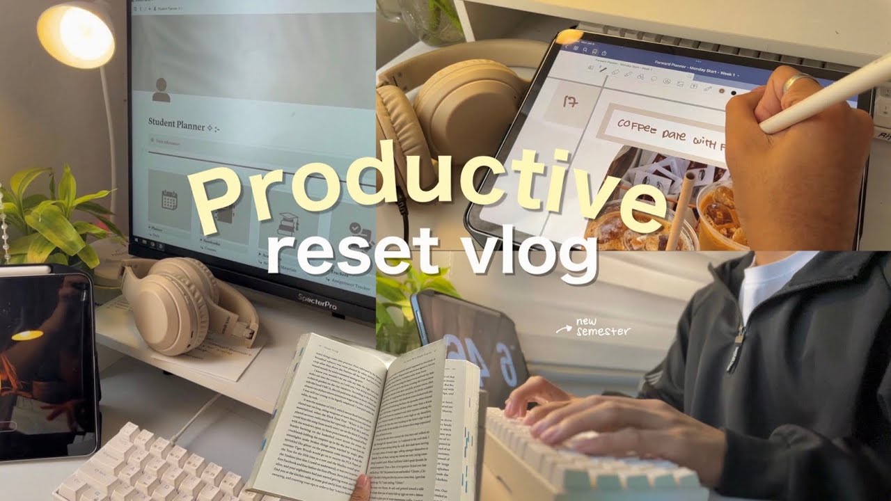 STUDY VLOG: getting my life together 🌱 | preparing for a new semester, plan with me, vision board