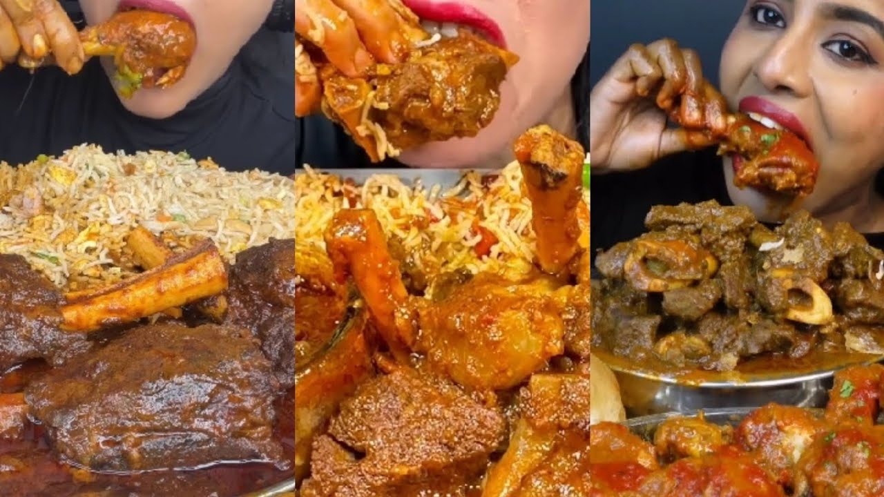 MUKBANGERS SPICE, STELLA, LISH, ASHIFA, LYCHEE ASMR || ASMR DESI FOOD 《CHICKEN , MUTTON 》COMPILATION
