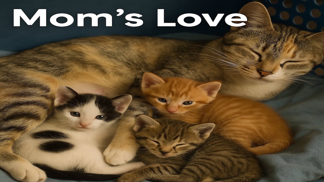 After recovering from her illness, the mother cat lovingly nursed her babies again