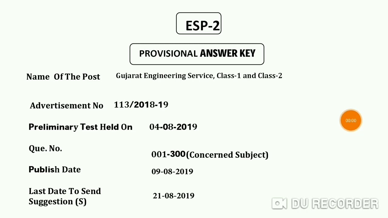 GPSC AE 04/08/2019 CIVIL ENGINEERING QUESTION PAPER WITH ANSWERS
