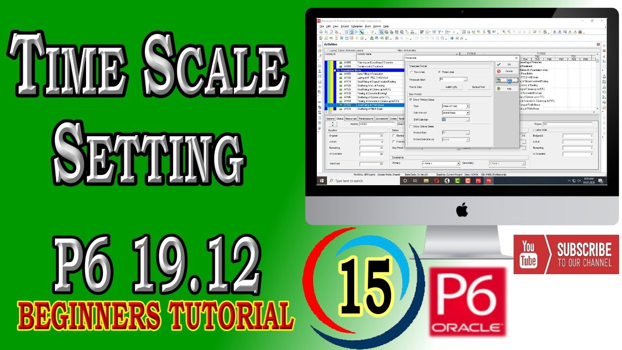 Как использовать формат и настройки шкалы времени в диаграмме Ганта | Primavera P6 | 19.12 | Учеб...