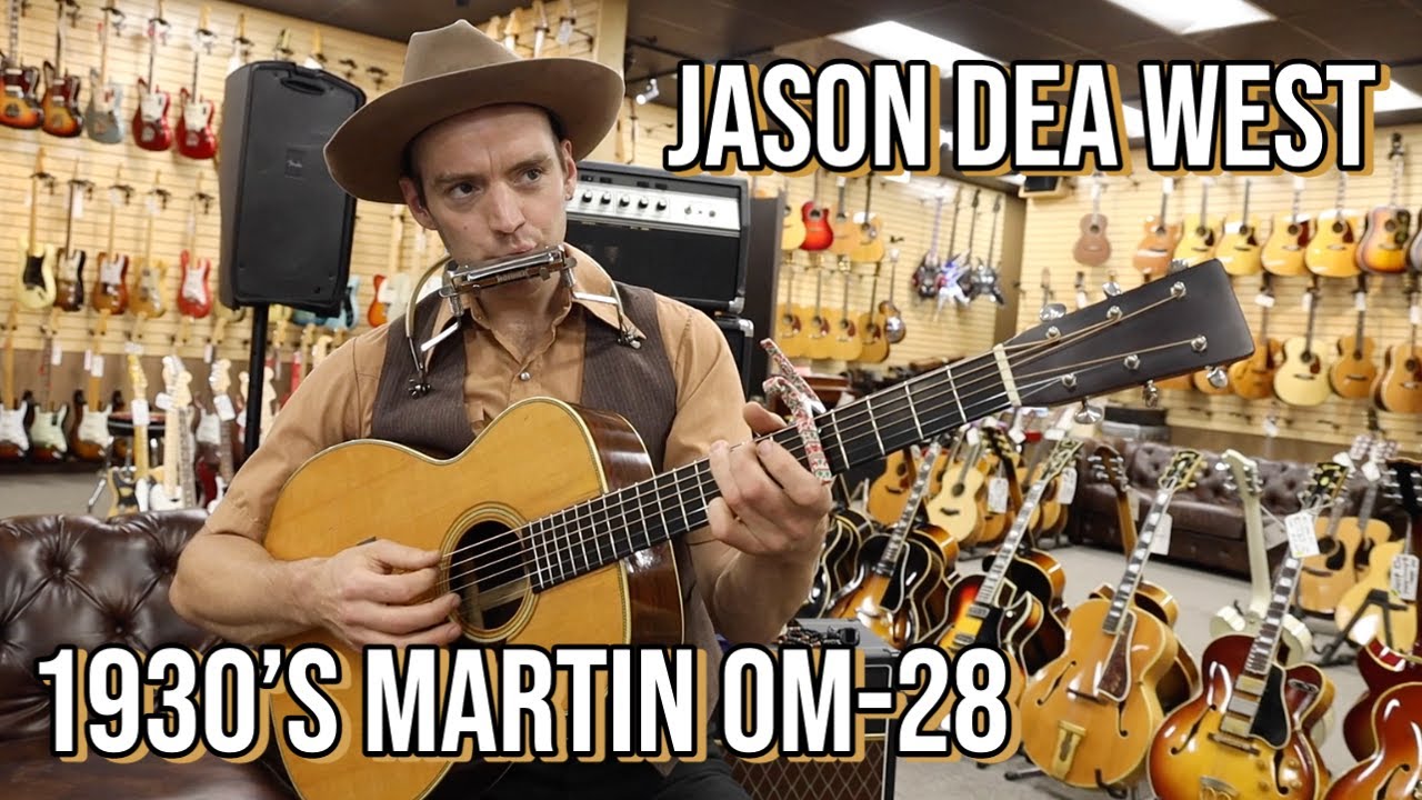 Jason Dea West playing a 1930's Martin OM-28 at Norman's Rare Guitars