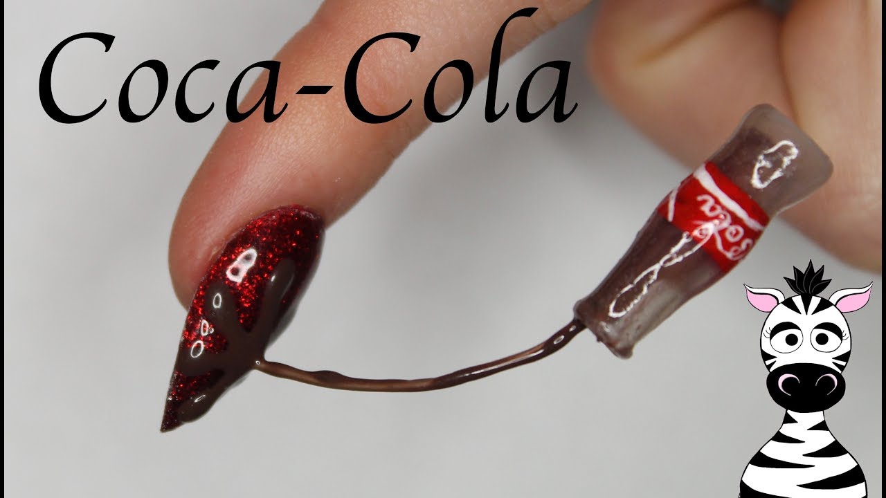 Extreme 3D Coca Cola Bottle Pouring Over Nail Acrylic Nail Art Tutorial