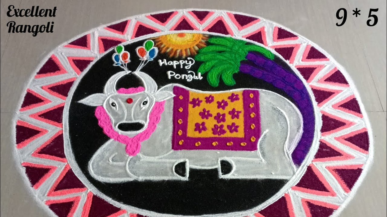 🌺New mattu pongal kolam🌺9*5 dots pongal rangoli #vira #video #yt #trending #new @excellentrangoli