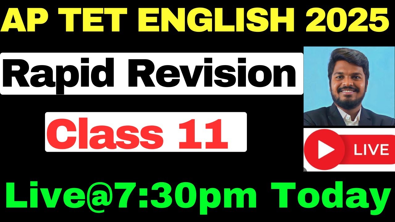 AP TET 2025  ENGLISH LIVE CLASSES🔴LIVE@🔴7:30 PM RAPID REVISION CLASS 11 EXPLANATION BY SANDEEP SIR