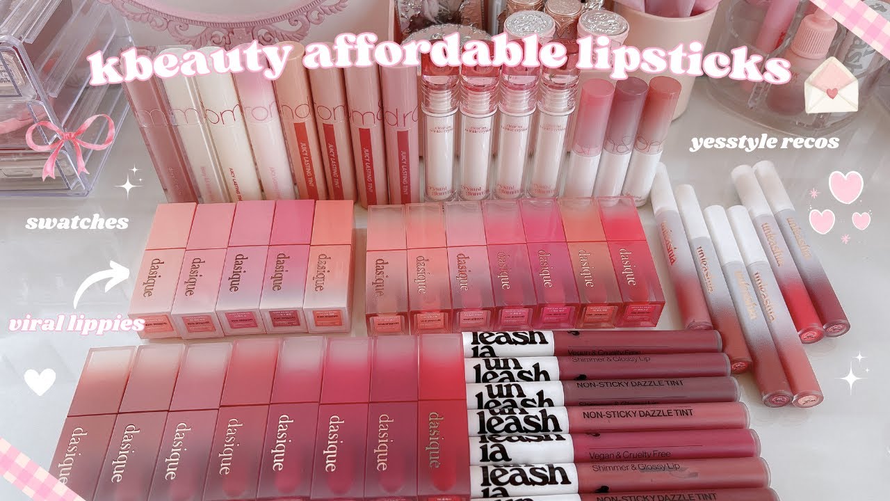 kbeauty affordable lipsticks 🎀🦢|| swatches, yesstyle recos, viral lippies ♡