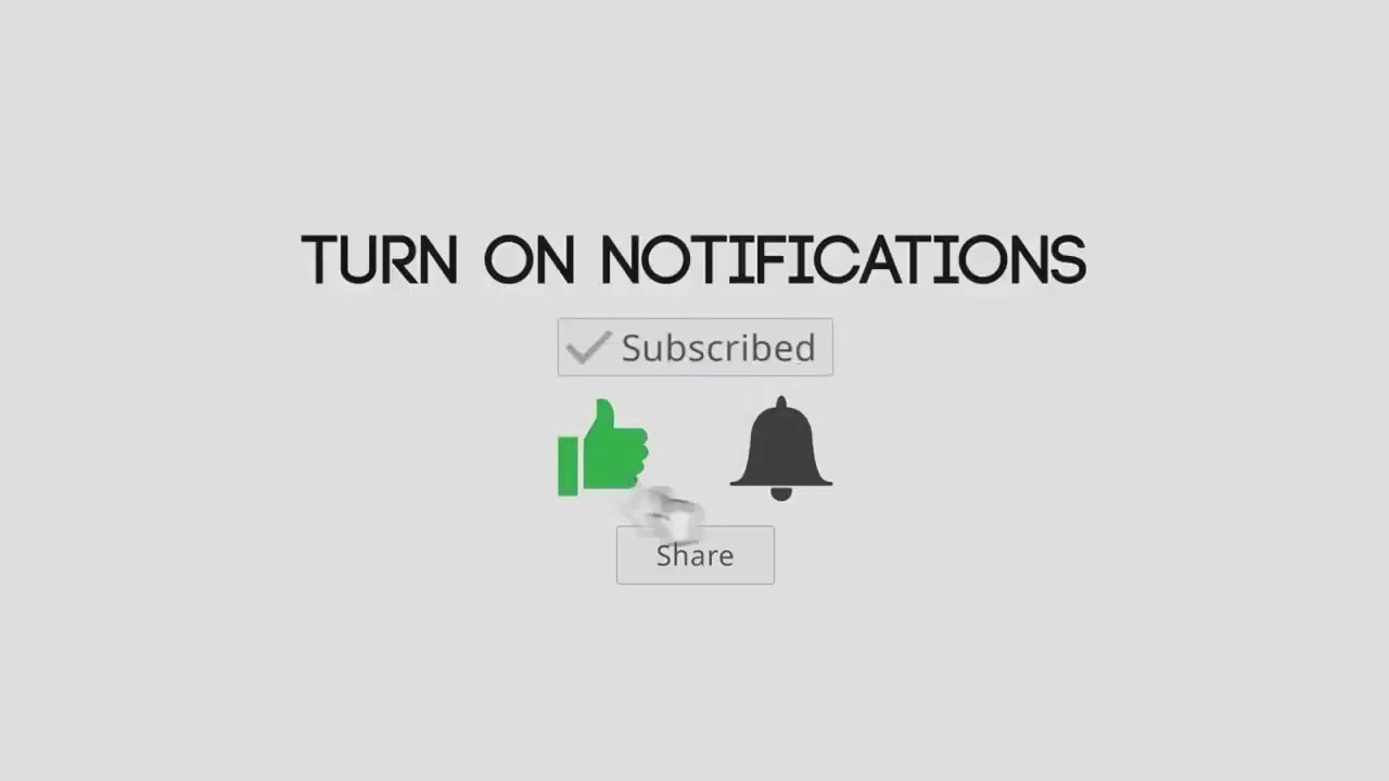 YouTube like subscribe bell icon buttons white screen | End Screen