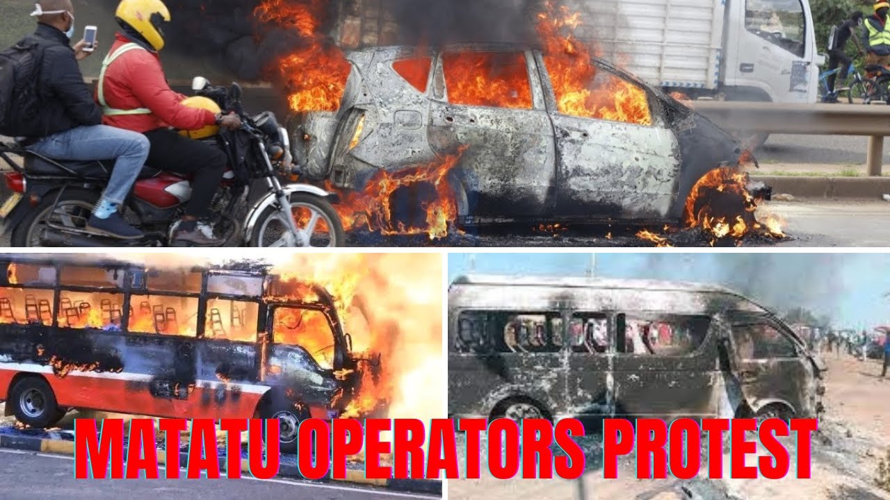 MATATU OPERATORS PROTEST AS VEHICLES ARE BURNT BY BODA BODA RIDERS AFTER ROAD ACCIDENTS