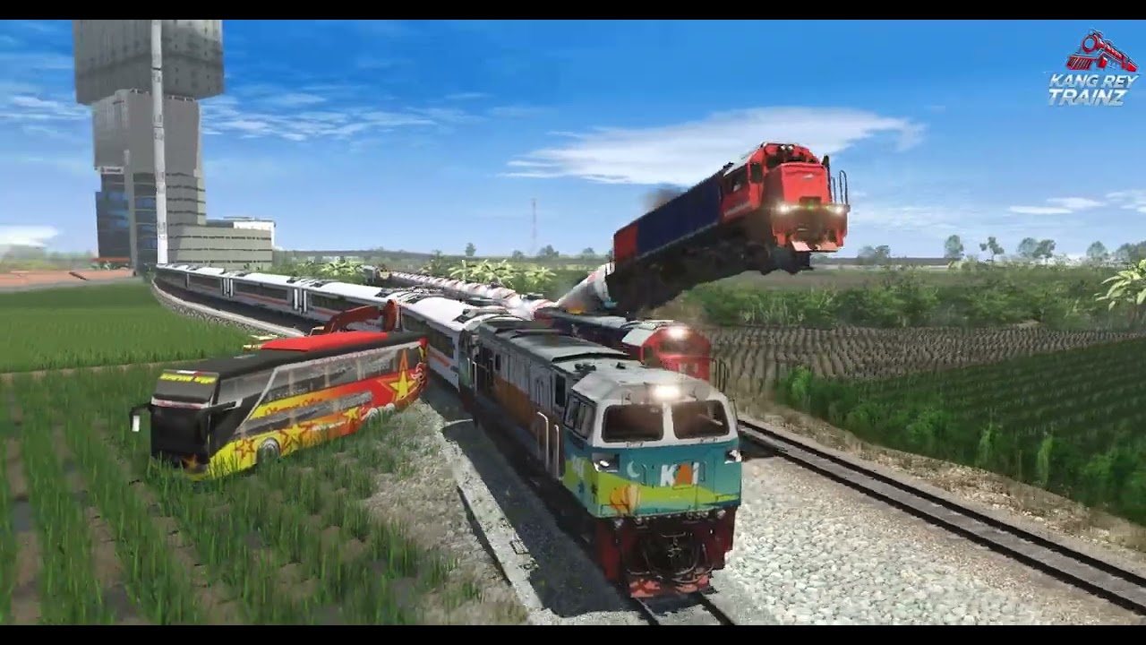 Kereta Api CC201 CC203 CC206 Tabrakan 5 Kereta Sekaligus Sampai LOncat Loncat