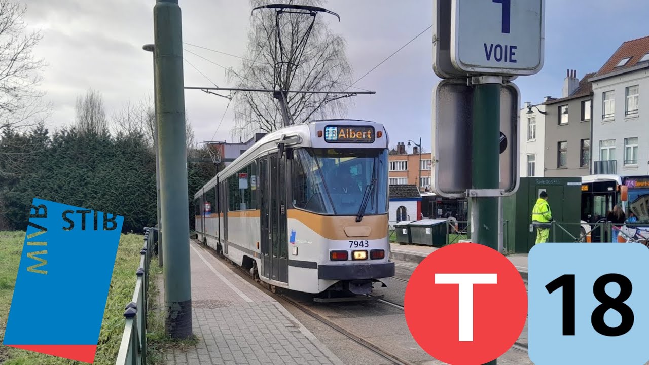 STIB Tram 18 Trajet complet (Albert vers Van Haelen) dans un PCC 7900 (7943)