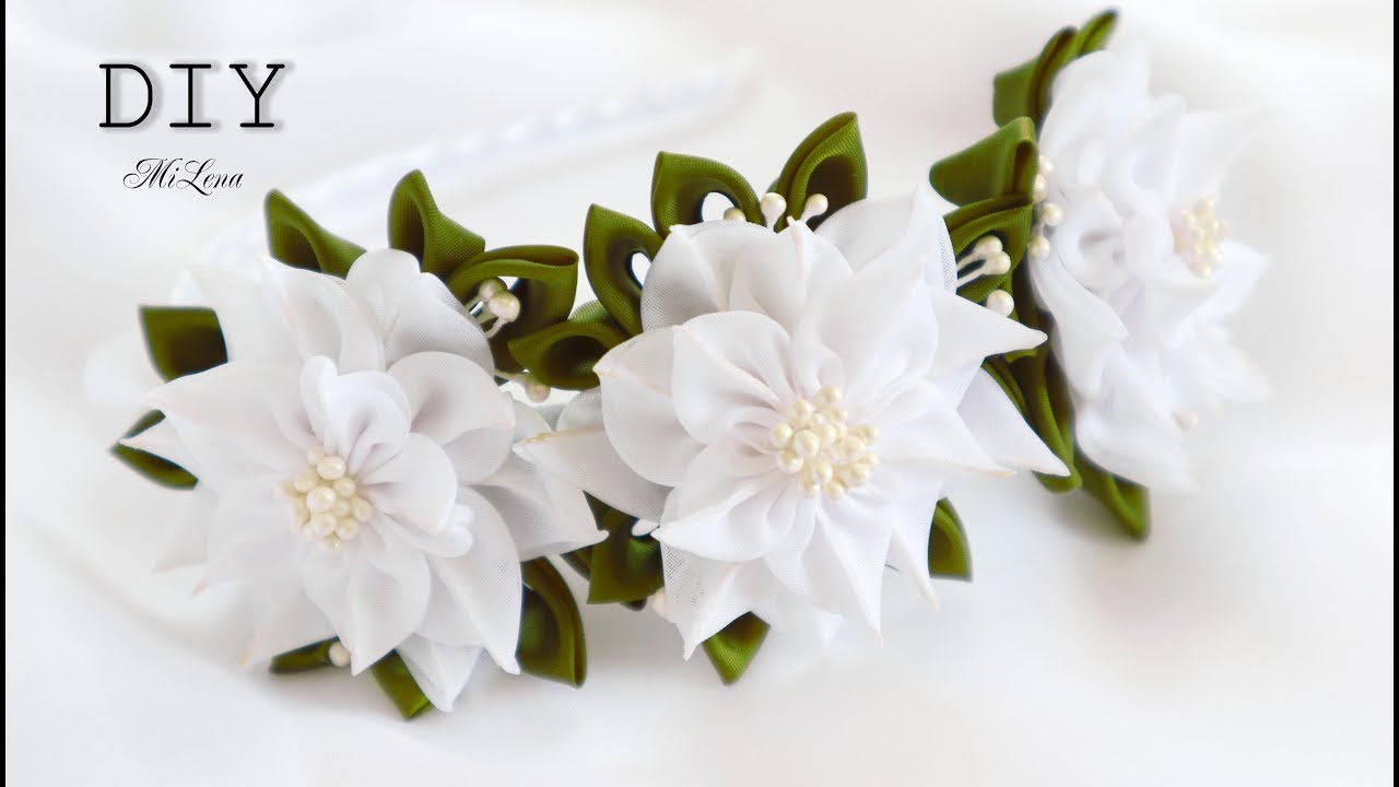 ОБОДОК С ЦВЕТАМИ, МК / DIY Flower Headband / DIY Shiffon flowers