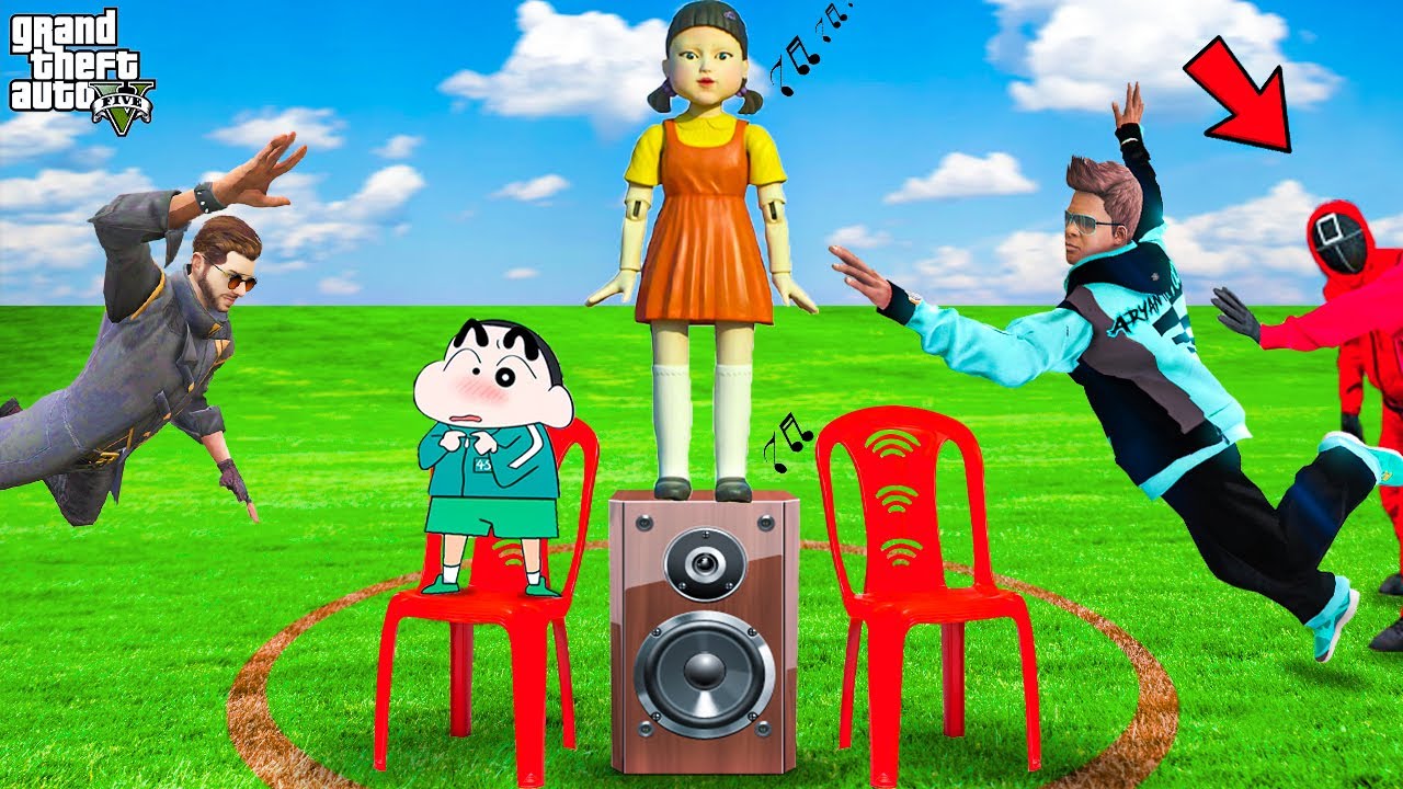 Franklin & Shinchan Playing Musical Chairs With Squid Game | Musical Chairs In GTA 5