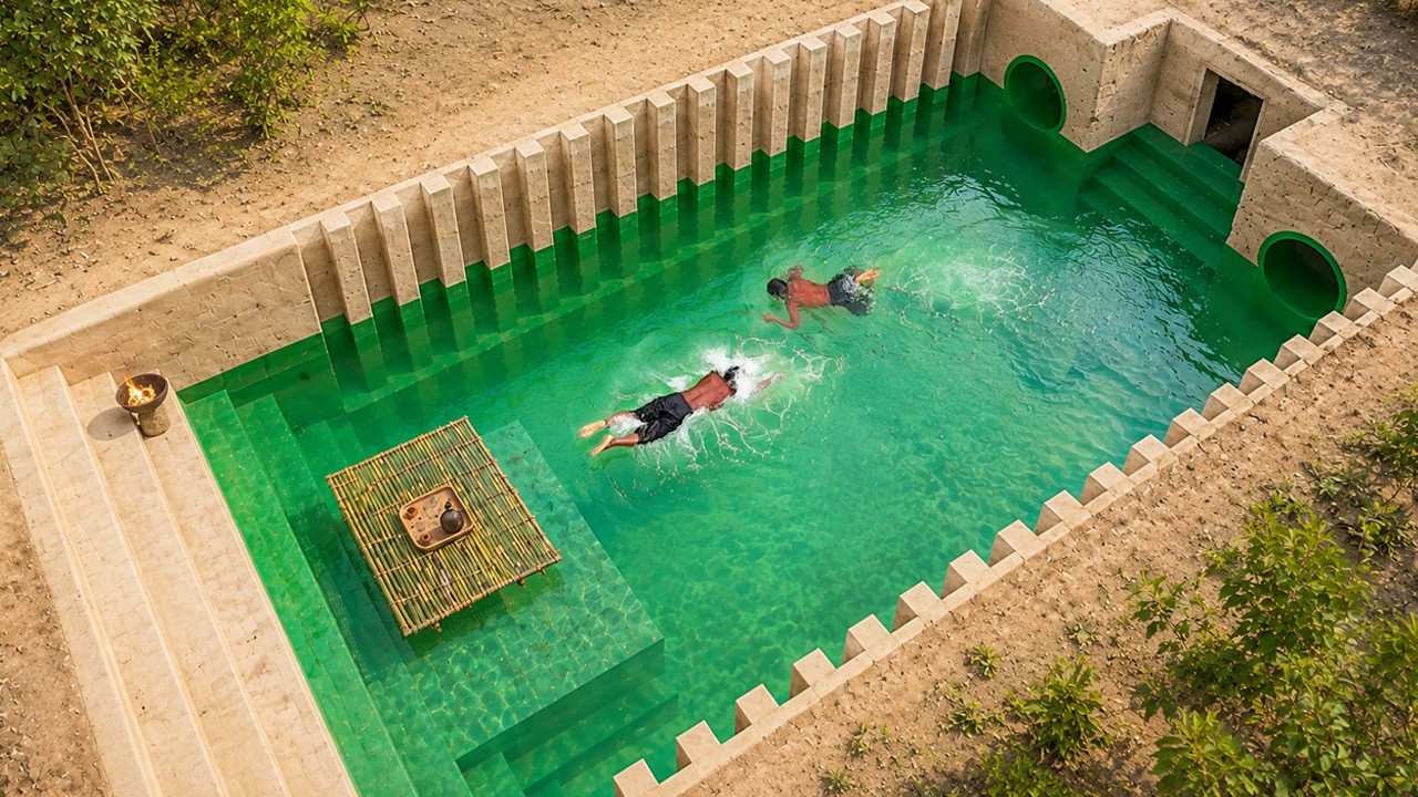 I Spent 2 Months Building a Secret Underground Tunnel with Twin Water Slide Luxury Pools | Real Life