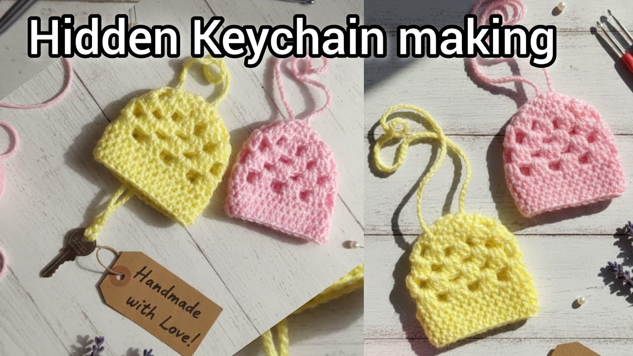 Easy crochet Keychain tutorial for beginners, waste wool craft idea, how to make crochet Keychain 