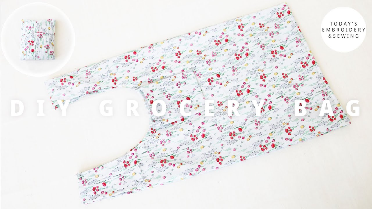 folding grocery bag tutorial pattern free + fold up shopping bag sewing (diy reusable)