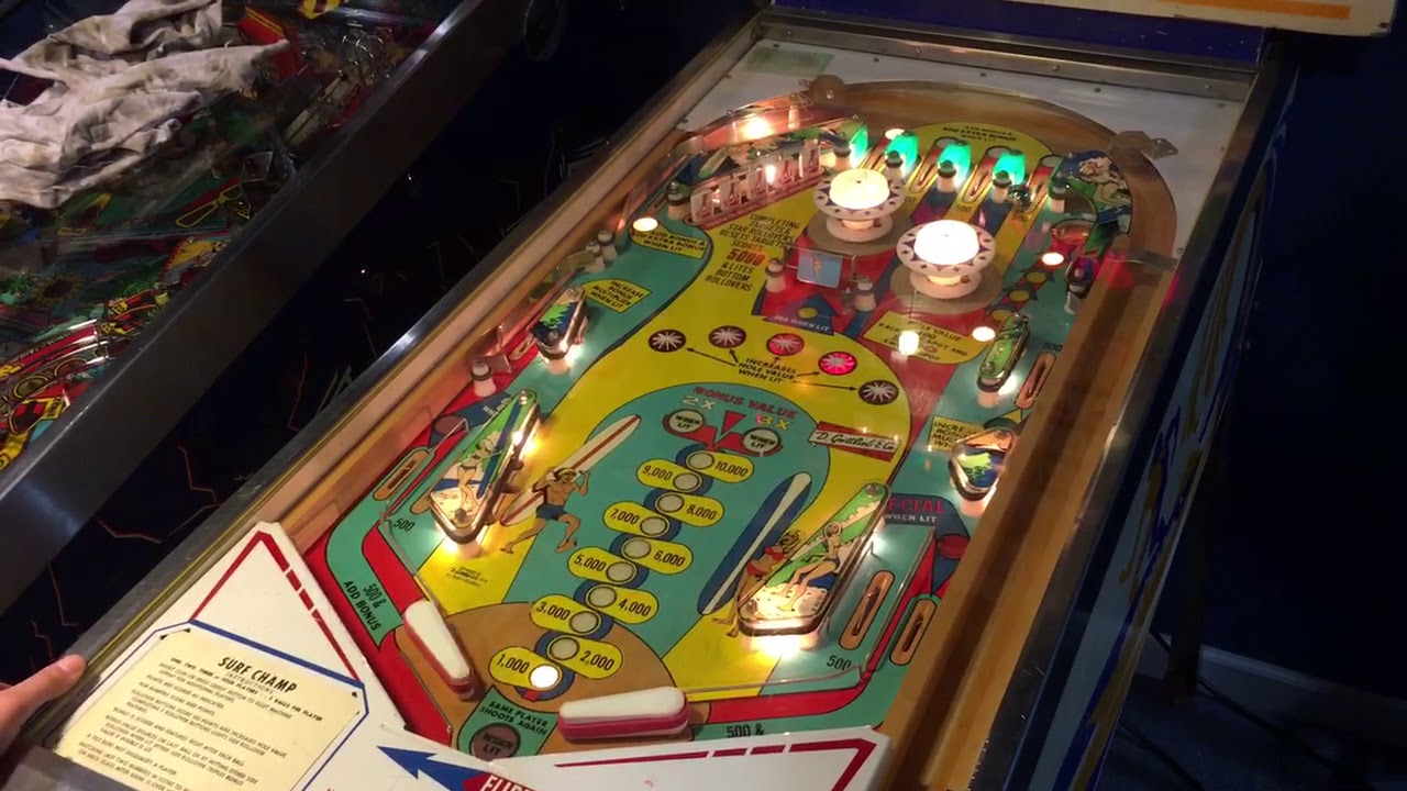 1976 gottlieb surf champ em pinball machine