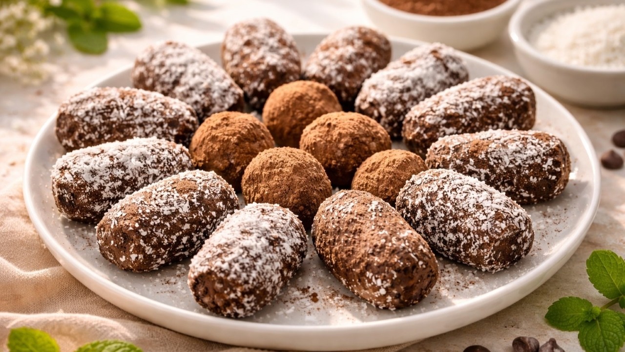Exquisite Schoko-Kokos-Dessert🥥, die nicht gebacken werden müssen, in nur 5 Minuten!✨ Nur 4 Zutaten!