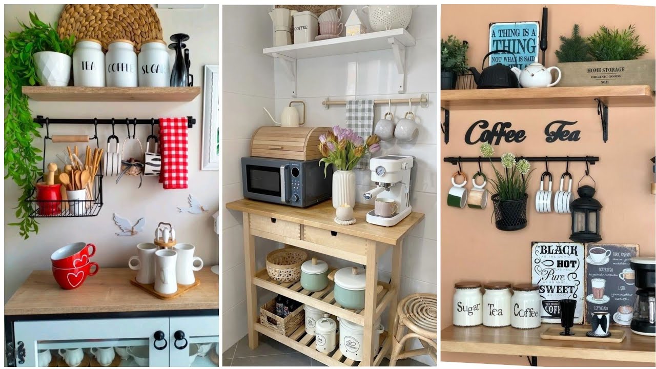Kitchen Coffee Bar Decoration Ideas.80+Small kitchen organization ideas.#coffee #coffeebar #kitchen