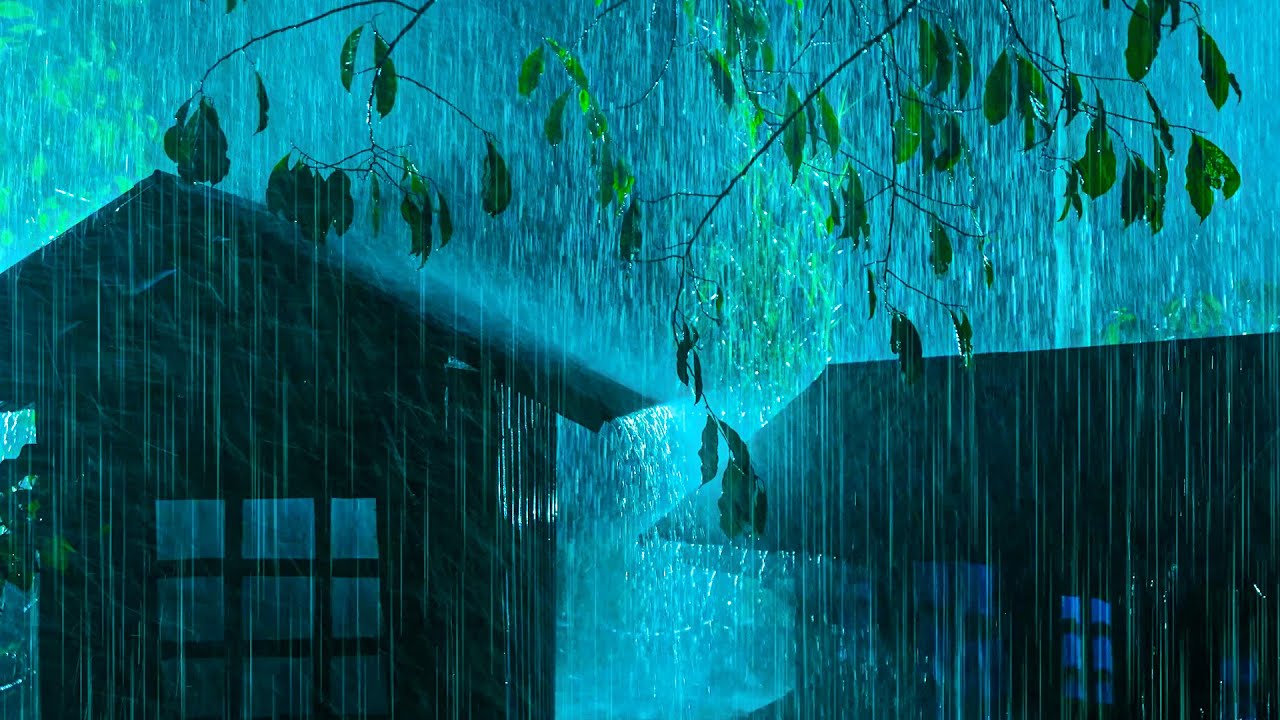 Intense Thunderstorm 🌧️ Rain Pouring on Metal Roof for Peaceful Slumber