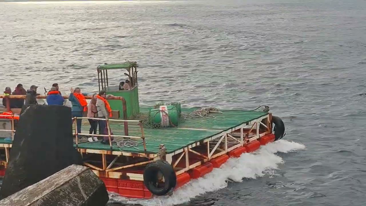 Tristan Da Cunha Island MV Lance passengers brought onshore by a Raft