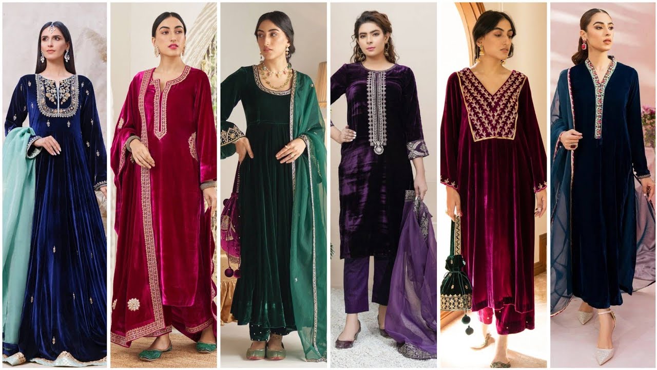 Latest Winter Velvet Dress Designs 2025-26/velvet dress design for wedding/Velvet Suit Design 2026