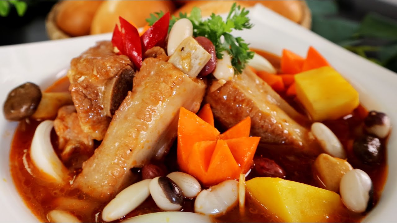 Cách làm Món SƯỜN NẤU ĐẬU mềm ngon vô cùng hấp dẫn