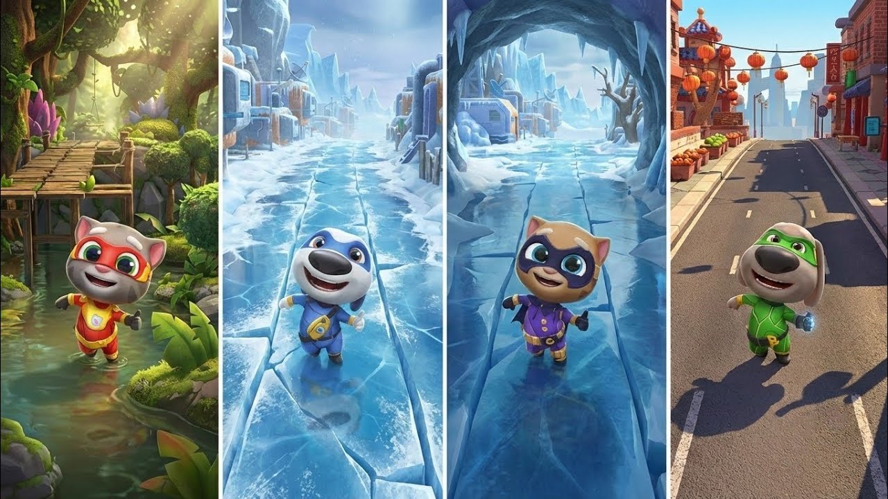 Talking Tom Hero Dash: Super Tom,Super Hank,Super Ginger,Super Ben (Android/iOS) Gameplay