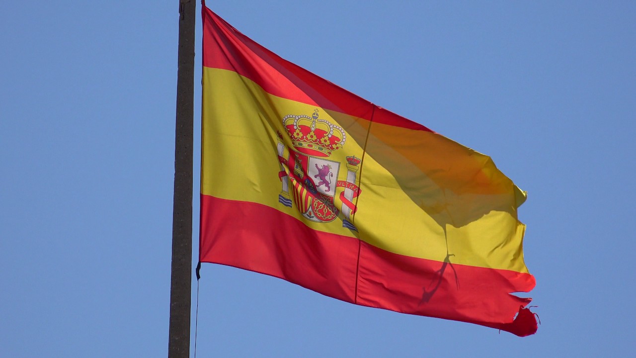 Spanish Flag On Flagpole