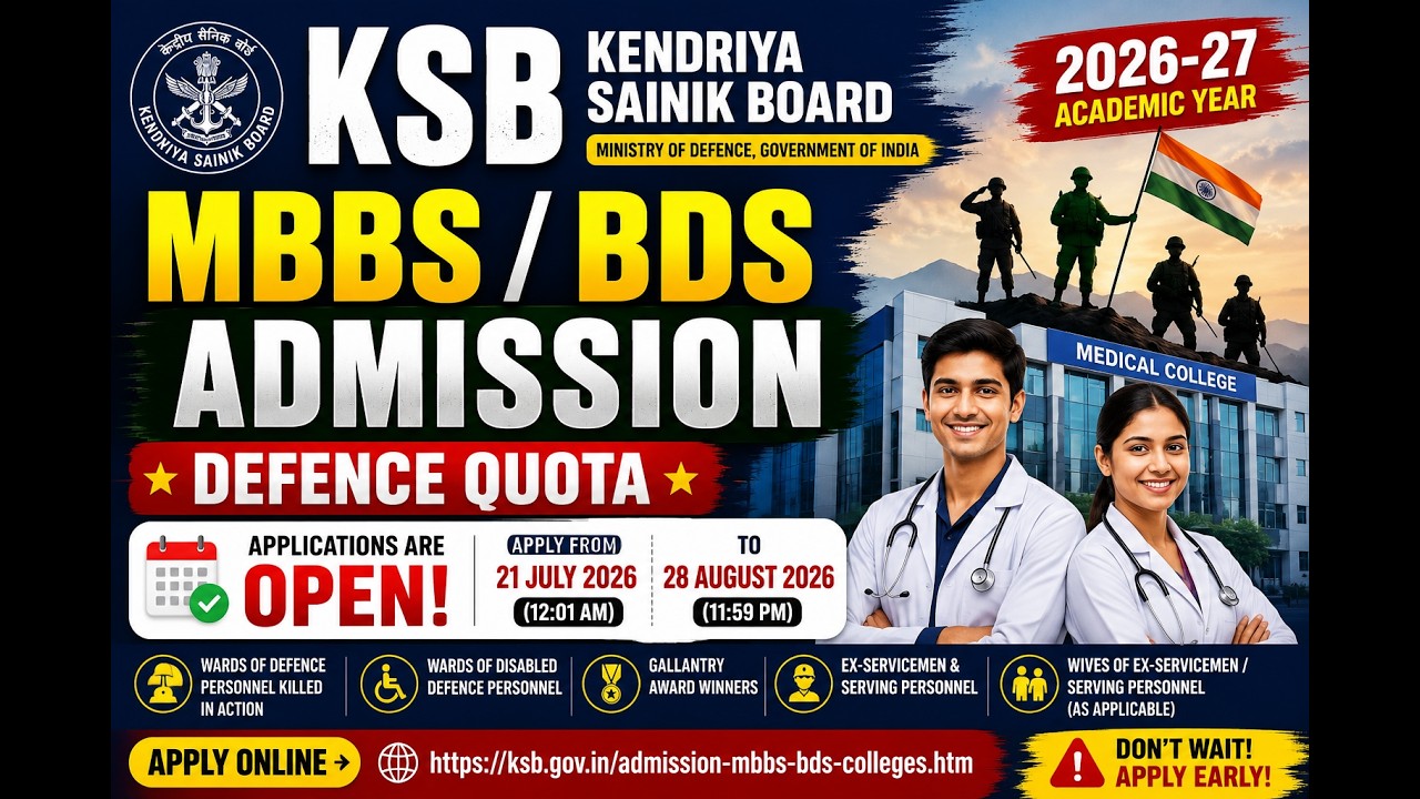 KSB MBBS/BDS Admission 2026-27 | Defence Quota Registration Started | Apply Online | Complete Guide