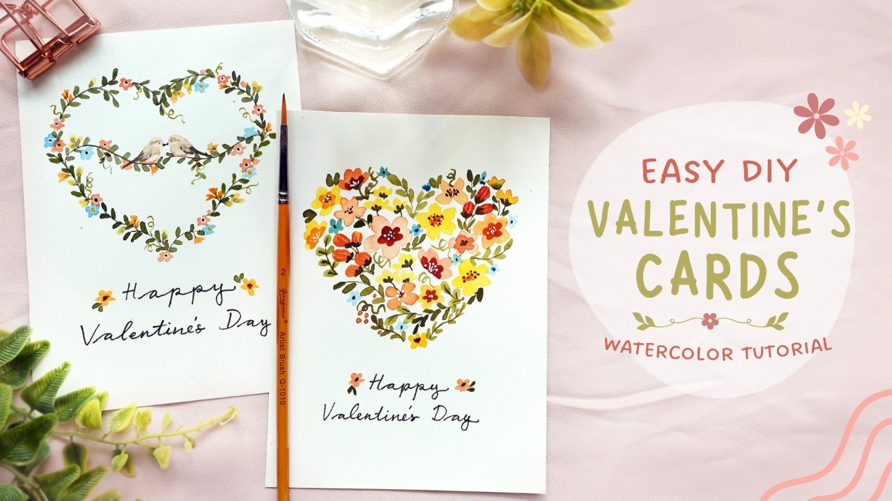Easy DIY Valentines Day Card Ideas with Watercolors